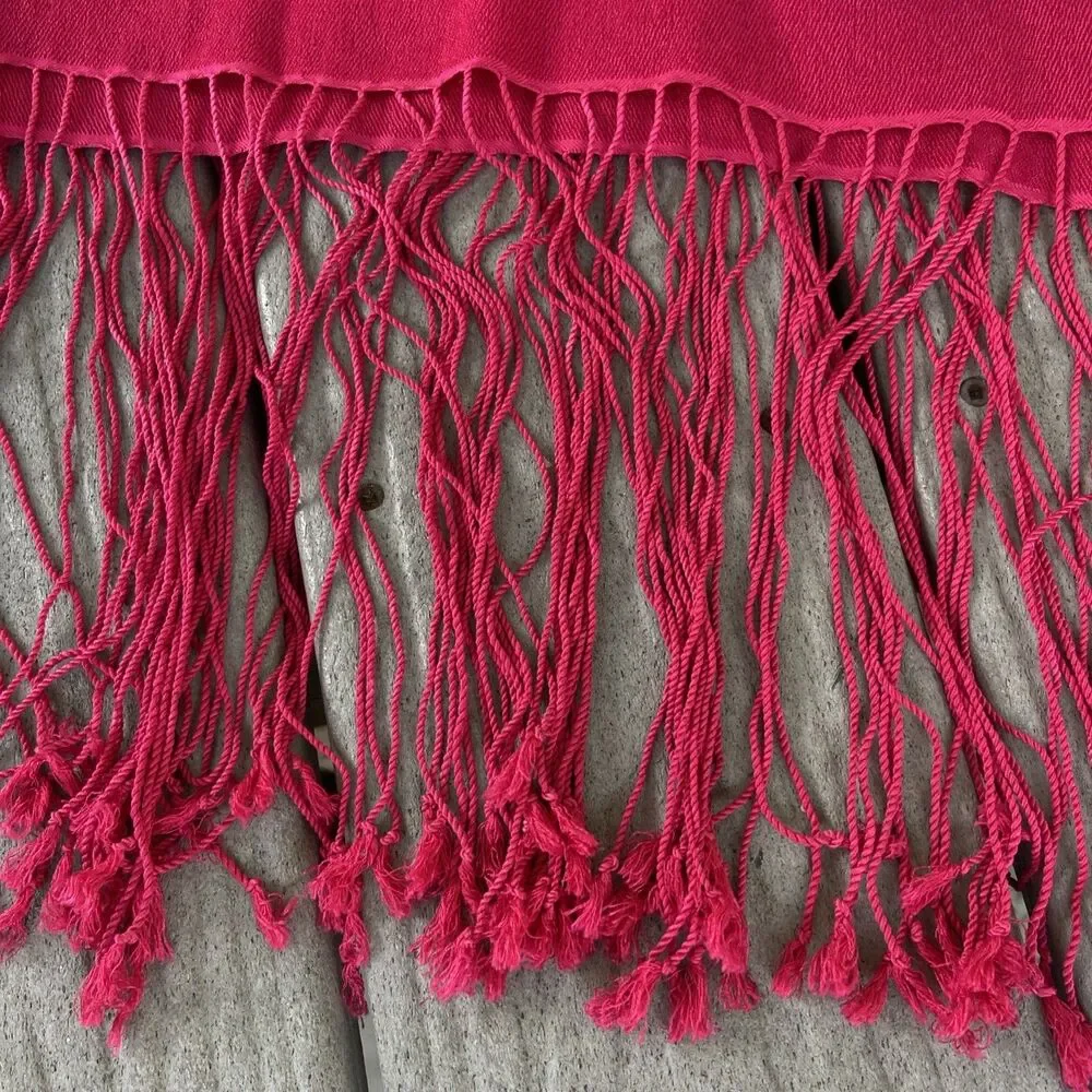 Bloomingdale’s Fuchsia Pink Cashmere Silk Scarf Oversized Wrap Shawl Fringe